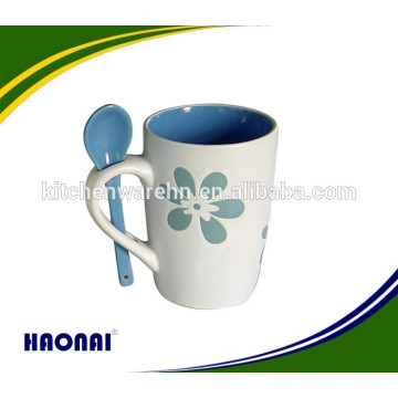 haonai new item ceramic mug with spoon